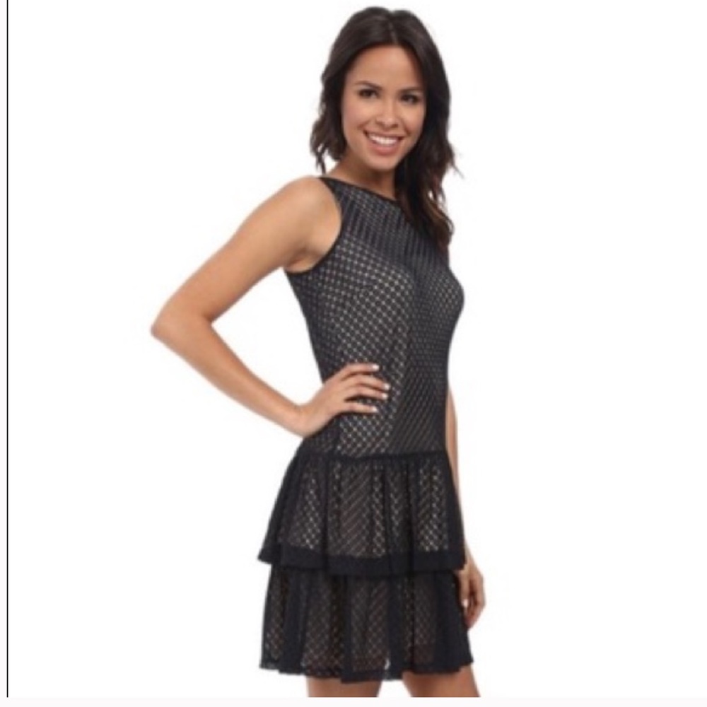 Jessica Simpson Navy Crochet Tiered Dress